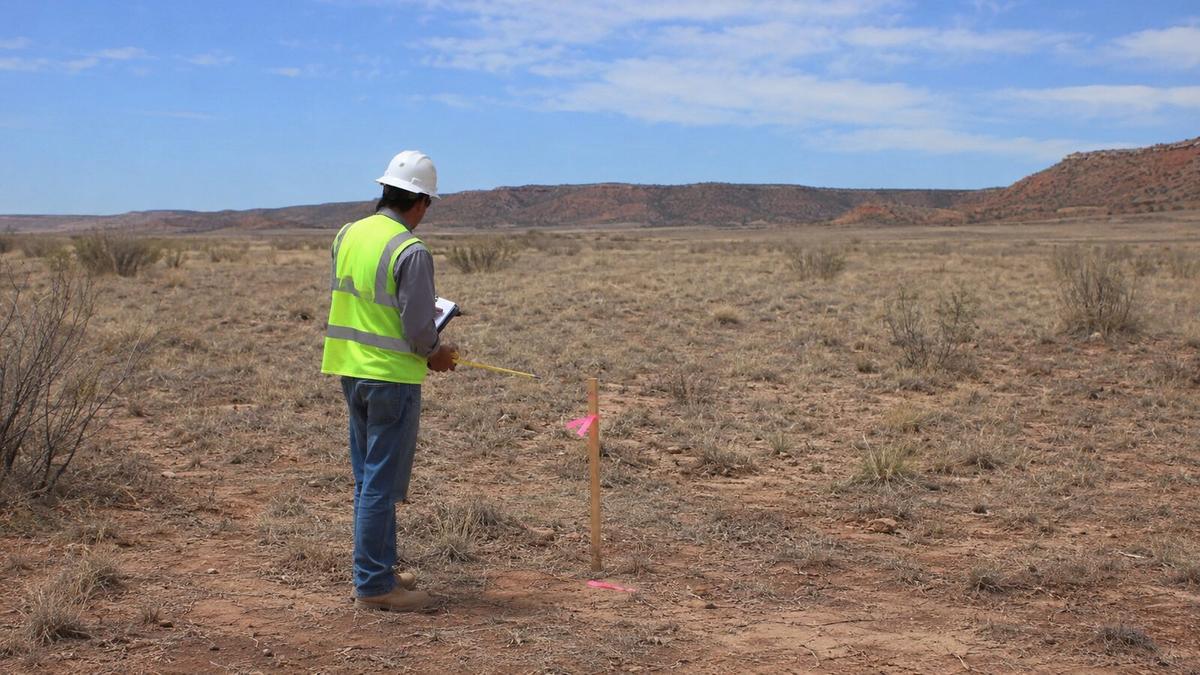 A site evaluator marking a property ahead of the Taylor County OSSF permit process